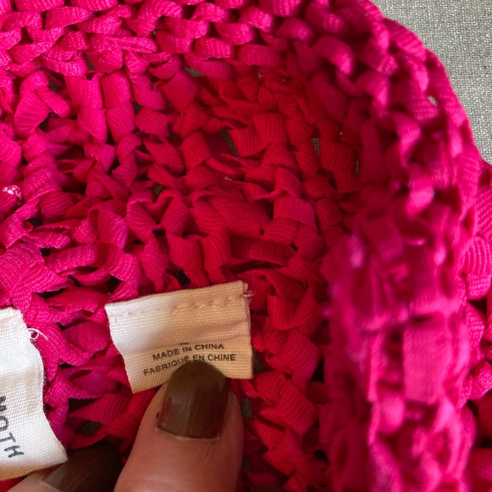 Anthropologie Hot Pink Crochet Sleeveless Mock Neck Top NWOT - Picture 6 of 9